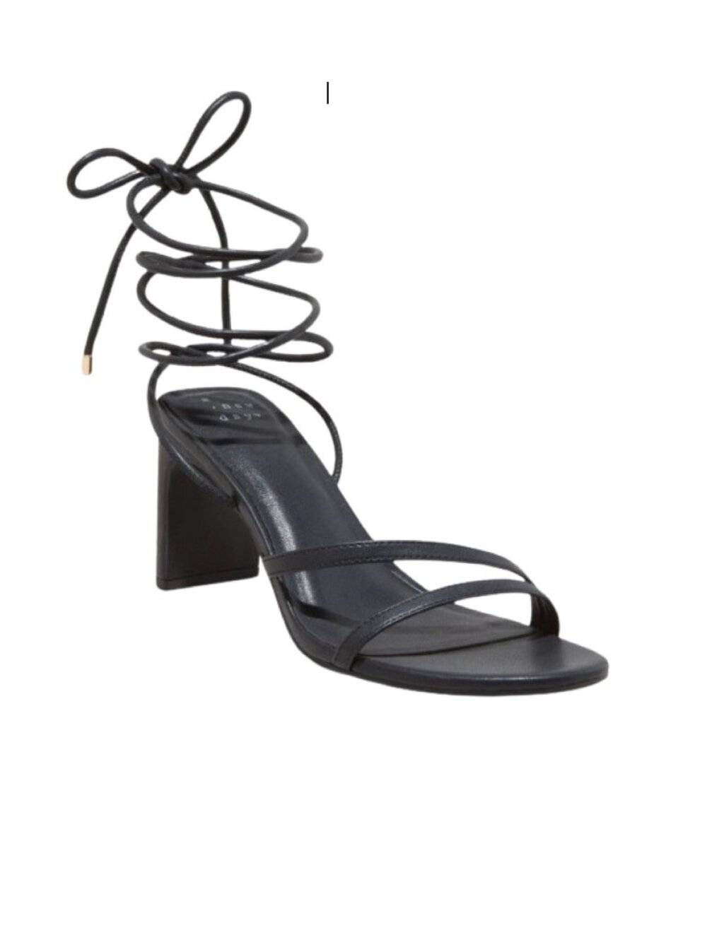 A New Day Marcia Lace Up Block Heel Sandals Black Strappy Wrap Heels